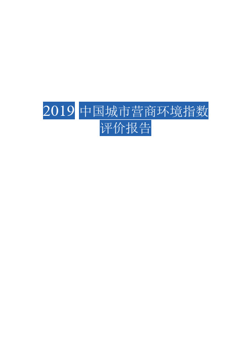 2019-2020年中国城市营商环境指数评价报告