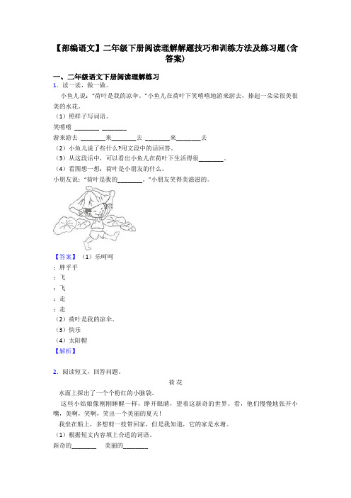 二年级【部编语文】二年级下册阅读理解解题技巧和训练方法及练习题(含答案)