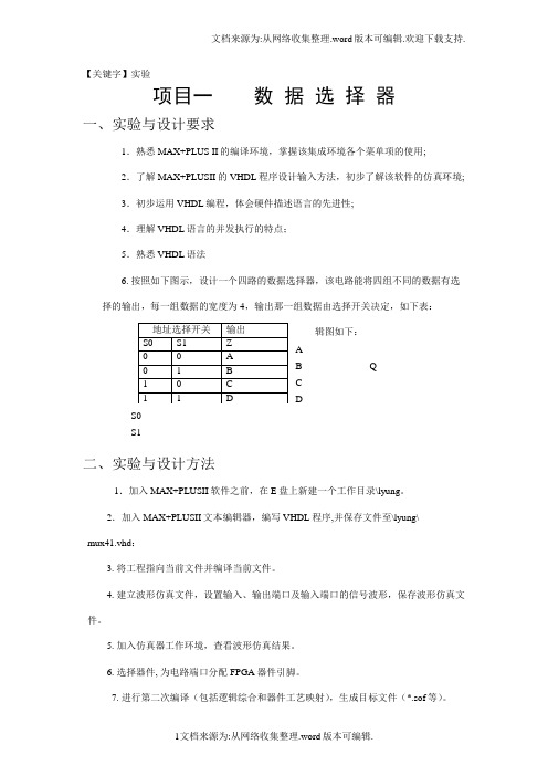 【实验】VHDL实验报告