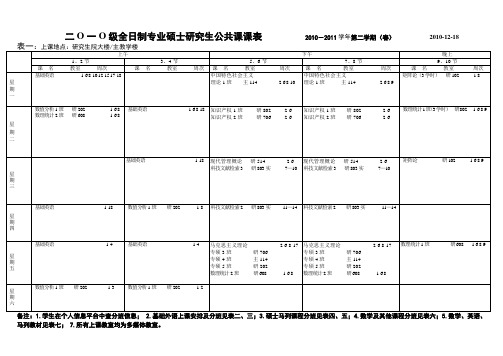 春)研究生公共课课表(专业硕士)