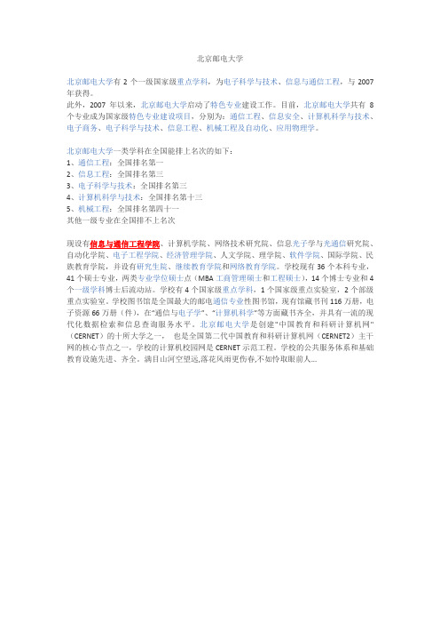 北京邮电大学重点学科