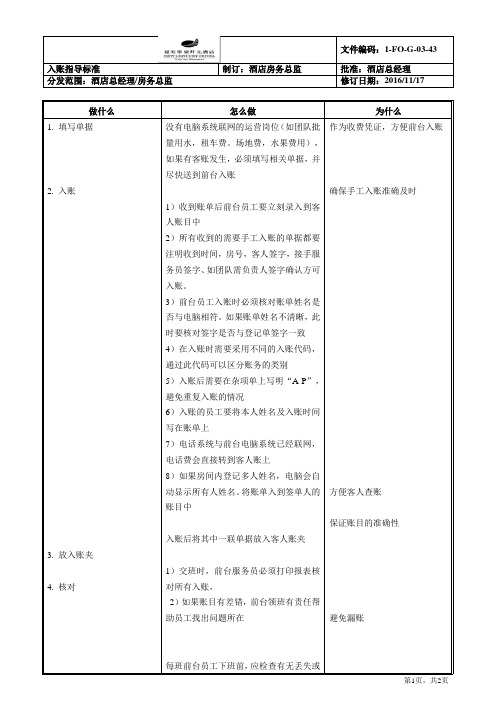 酒店入账流程
