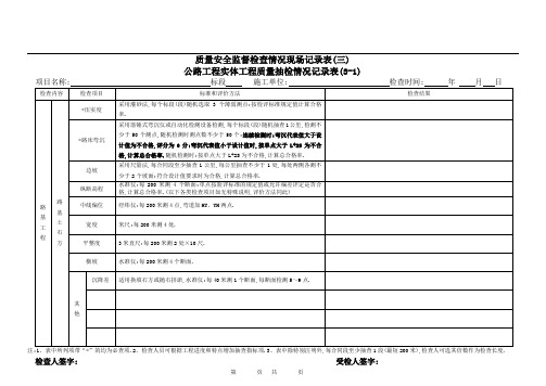 公路工程实体工程质量抽检情况记录表[详细]