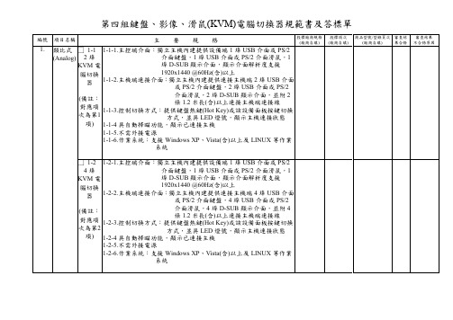 第四组键盘影像滑鼠KVM电脑切换器规范书及答标单