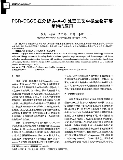 PCR—DGGE在分析A—A—O处理工艺中微生物群落结构的应用