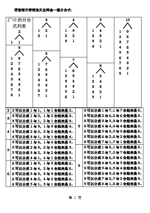 小学一年级210的分与合完美版