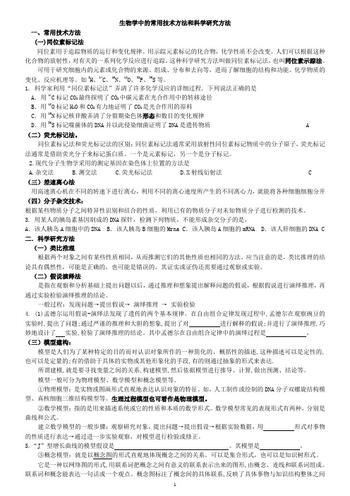 生物学中的常用技术方法和科学研究方法