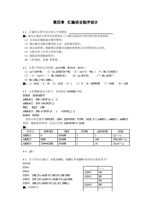 微计算机原理(第2版)第四章课后习题答案  潘名莲 马争 丁庆生 编著