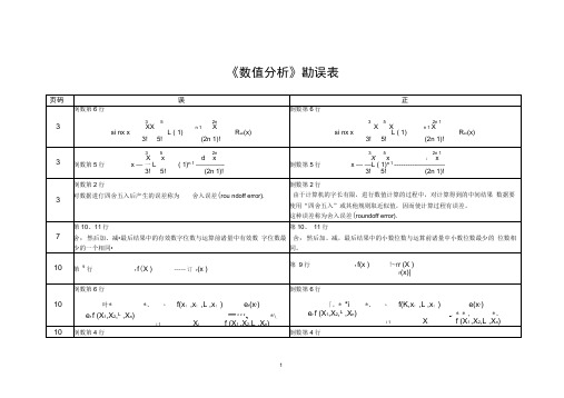 《数值分析》中文教材勘误表