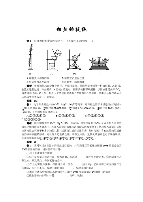 2020年中考化学专题复习热点题型解读：11粗盐的提纯