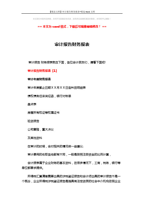 【精品文档】审计报告财务报表-精选word文档 (3页)