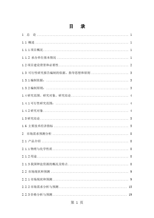 3万吨硫酸钾项目可行性研究报告共114页