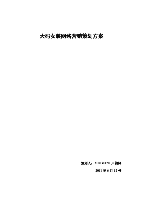 大码女装网络营销策划方案