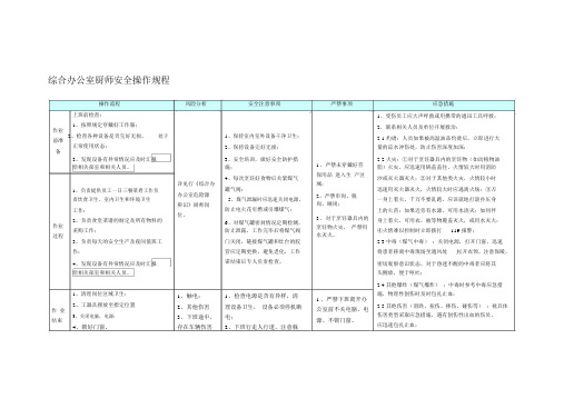 综合办公室厨师安全操作规程