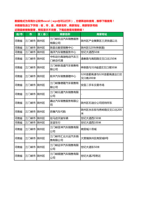 2020新版河南省三门峡市陕州区汽贸工商企业公司商家名录名单联系电话号码地址大全16家