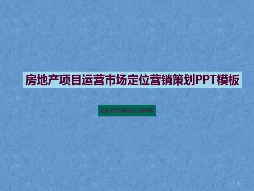 房地产项目运营市场定位营销策划PPT模板