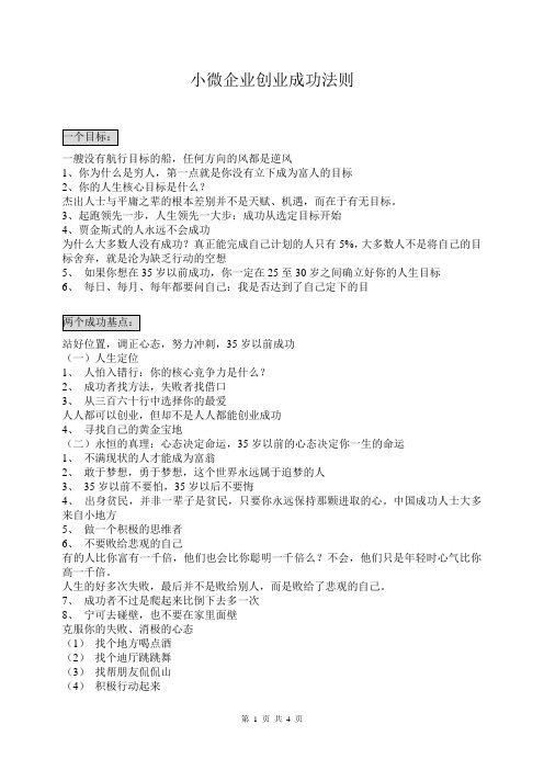小微企业创业成功法则
