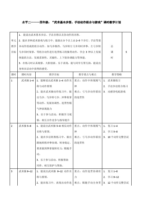 教案-水平二武术操-jxx公开课