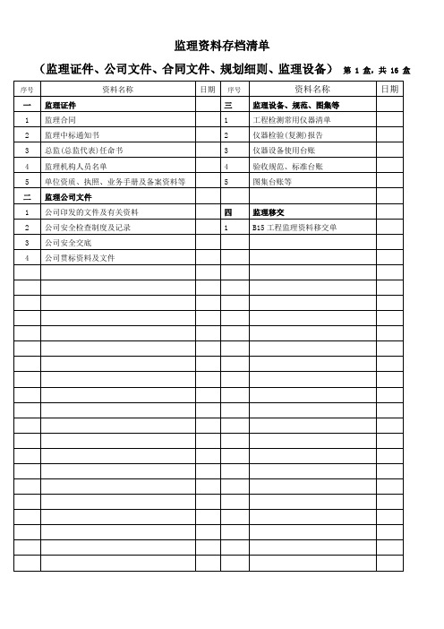 项目资料存档要求