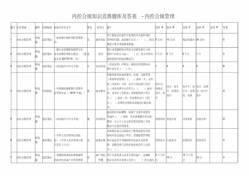 内控合规知识竞赛题库及答案-内控合规管理【2020年最新】