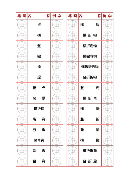 汉字笔画名称及书写规则