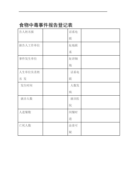 食物中毒事件报告登记表