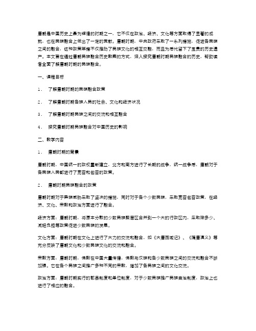 唐朝民族融合历史教案