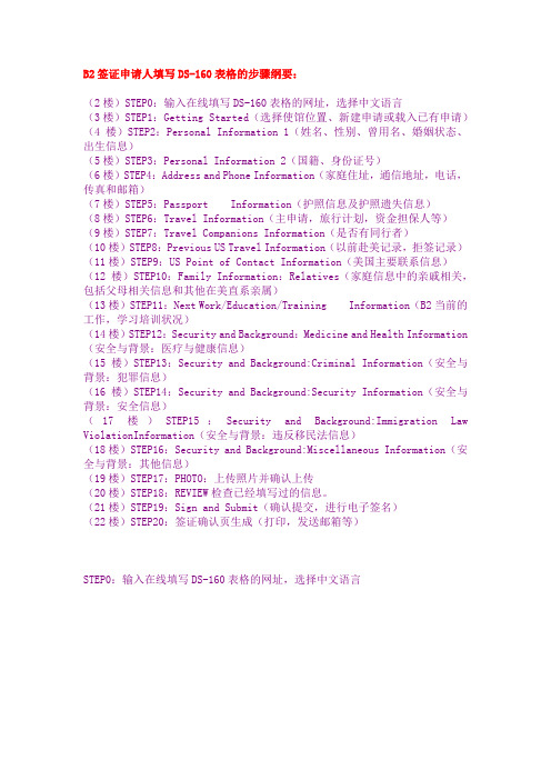 B2签证申请填写DS160