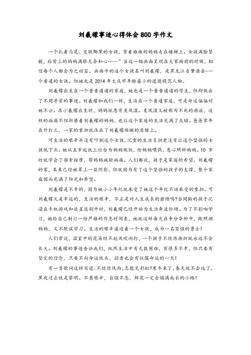 刘羲檬事迹心得体会800字作文