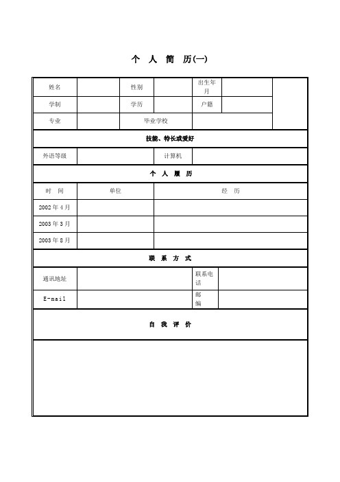 2011年优秀个人简历模板集-修改版-(1)