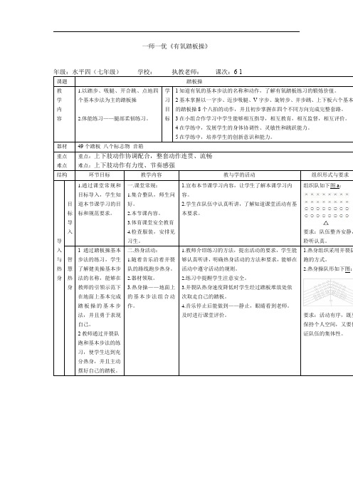 初中体育_有氧踏板操教学设计学情分析教材分析课后反思