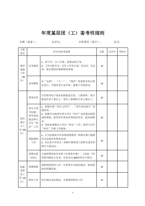 乡镇共青团考核文件