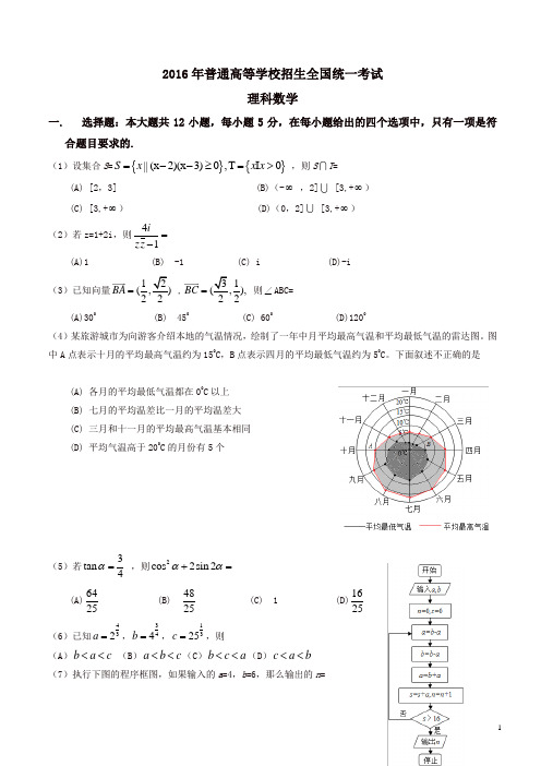 2016全国三卷理科数学高考真题及答案