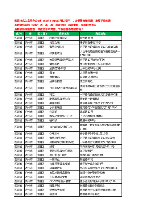 2020新版四川省泸州市江阳区服装工商企业公司商家名录名单黄页联系电话号码地址大全702家