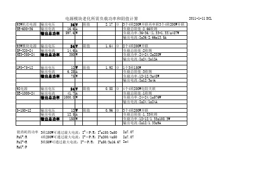 电源负载功率和大小的计算