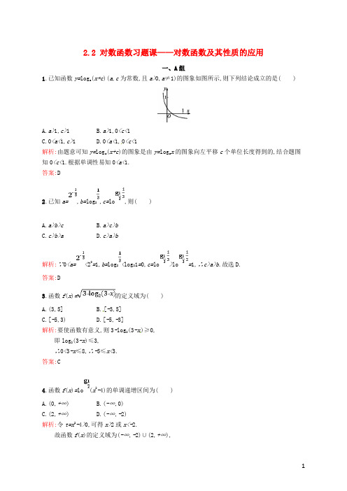 高中数学 第二章 基本初等函数(Ⅰ)2.2 对数函数习题课课后习题 新人教A版必修1