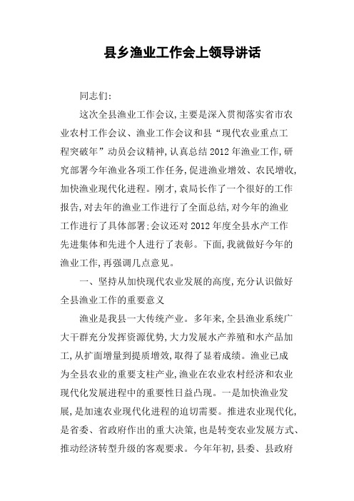 县乡渔业工作会上领导讲话