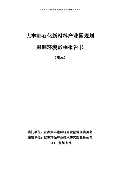 大丰港石化新材料产业园规划跟踪环境影响报告书