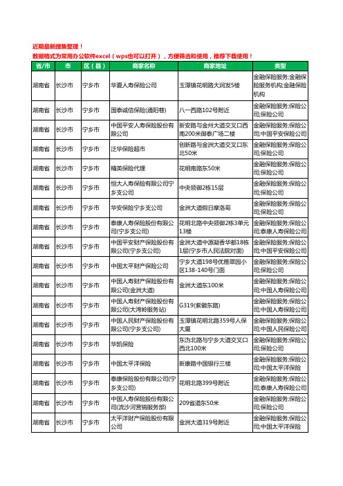 2020新版湖南省长沙市宁乡市保险工商企业公司商家名录名单黄页联系方式大全208家