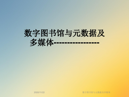 数字图书馆与元数据及多媒体