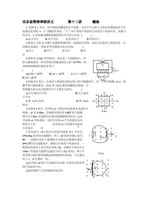 北京益智学校春季班讲义 第十二讲 磁场