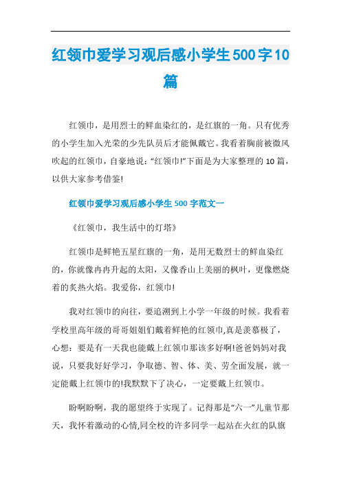 红领巾爱学习观后感小学生500字10篇