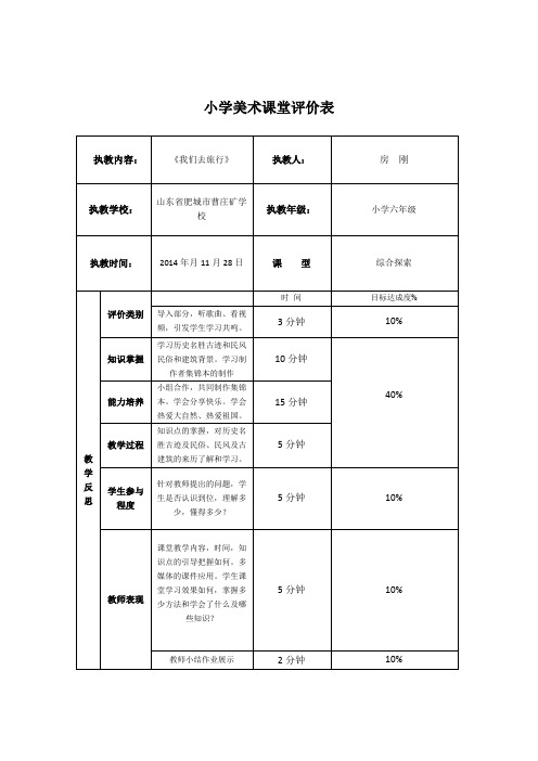 小学美术课堂评价表