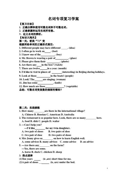 中考英语复习-名词学案