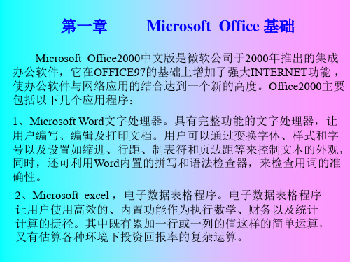 Office2000中文版是微软公司于2000年推出的集成办公软....ppt