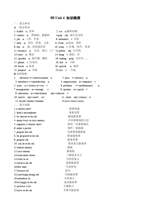 英语：Unit 4知识梳理(译林牛津八年级下)