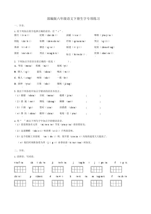 部编版六年级语文下册生字专项练习(附答案)