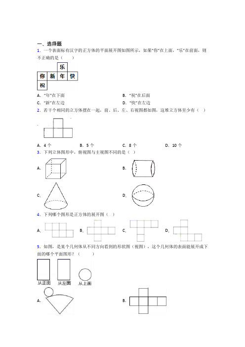 (常考题)北师大版初中数学七年级数学上册第一单元《丰富的图形世界》检测卷(含答案解析)(1)