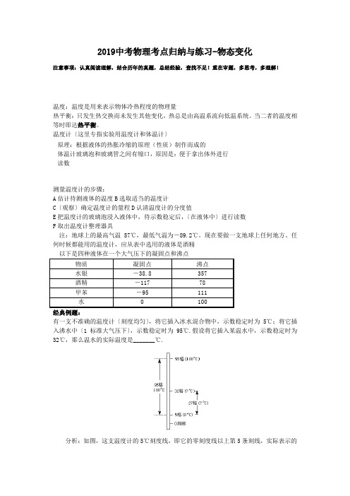 2019中考物理考点归纳与练习-物态变化.doc