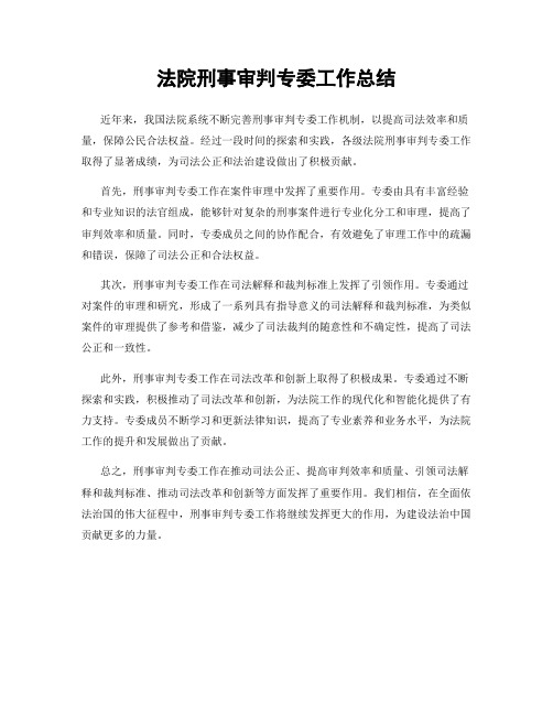 法院刑事审判专委工作总结